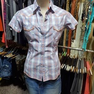 Panhandle Rough Stock Western blouse with pearl snaps!